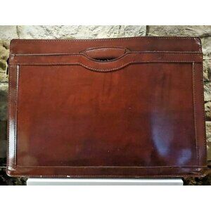Oleg Cassini Brown Leather portfolio briefcase Case Vintage
